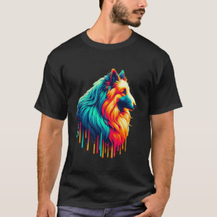 Tropfende Malerei Kunst Belgischer Schafhund Schäf T-Shirt