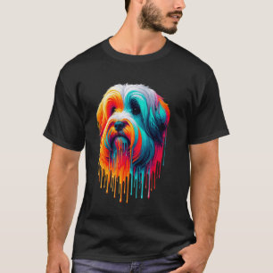 Tropfende Malerei Kunst Tibet-Terrier T-Shirt
