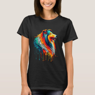 Tropfende Paint Art Shetland Sheepdog Sheltie T-Shirt