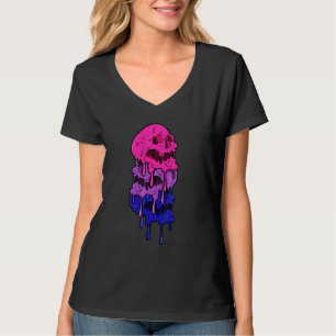 Tropfende Schädel Bisexualitätsflagge Bisexuell Lg T-Shirt