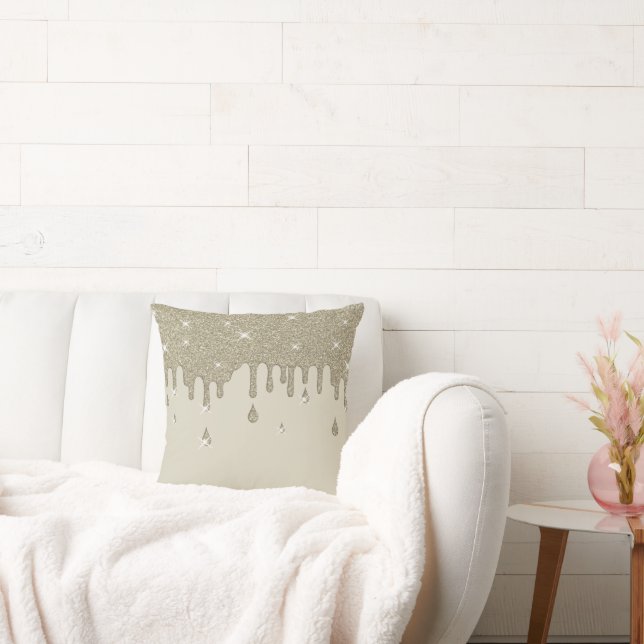 Tropfende Silber-Glitzer-Wirkung und Glitzern Kissen (Liege)