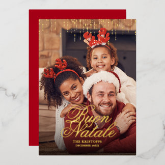 Tropfende Tannenbaumgirlande Buon Natale Fotogruss Folien Feiertagskarte