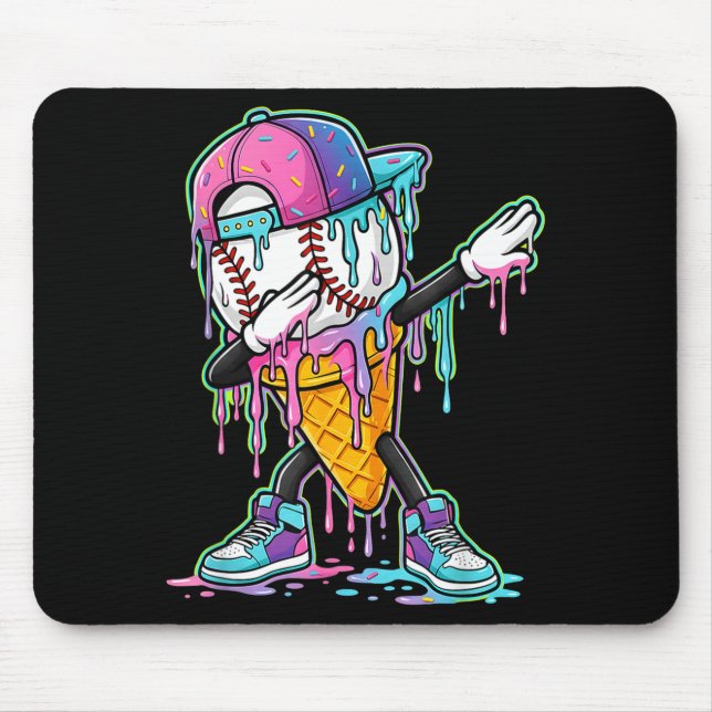 Tropfender Baseball-Tropf-Jungen Eiscreme-Tropf-Ba Mousepad (Vorne)