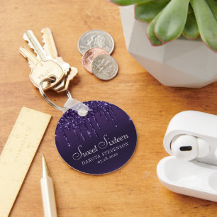 Tropfender Glitter Chic Lavendel-Lila-Guss Schlüsselanhänger