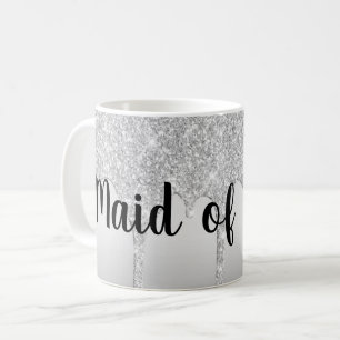 Tropfender Glitter Silber Maid of Honor Kaffeetasse