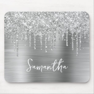 Tropfender silberner Glitter Glam Mousepad