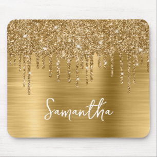 Tropfendes Gold Glitter Glam Name Mousepad