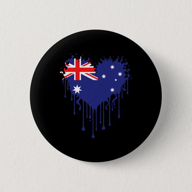 Tropfendes Herz Australiens Flagge Design Für Stol Button (Vorderseite)
