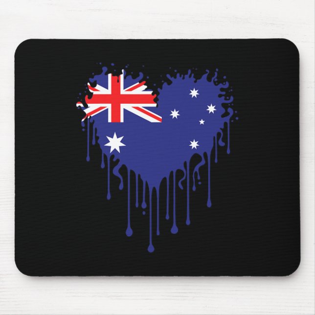 Tropfendes Herz Australiens Flaggen-Design für Sto Mousepad (Vorne)
