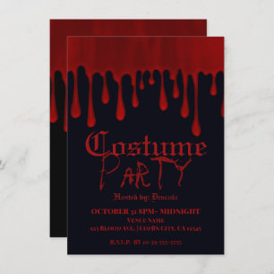 Tropfendes Red Satin Tropfen Halloween-Party Einladung