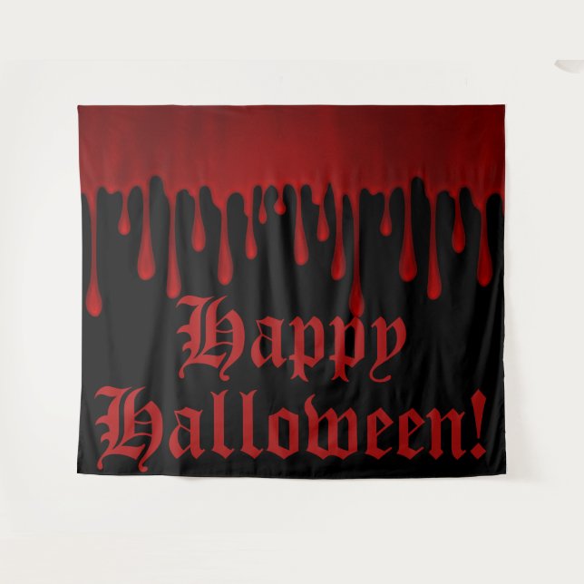 Tropfendes Red Satin Tropfen Halloween-Party Wandteppich (Vorderseite (Horizontal))