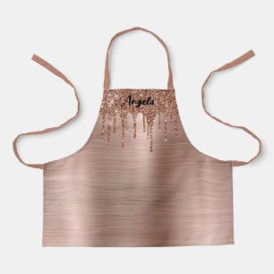 Tropfendes Roségold Glitter Glam Personalisiert S Schürze