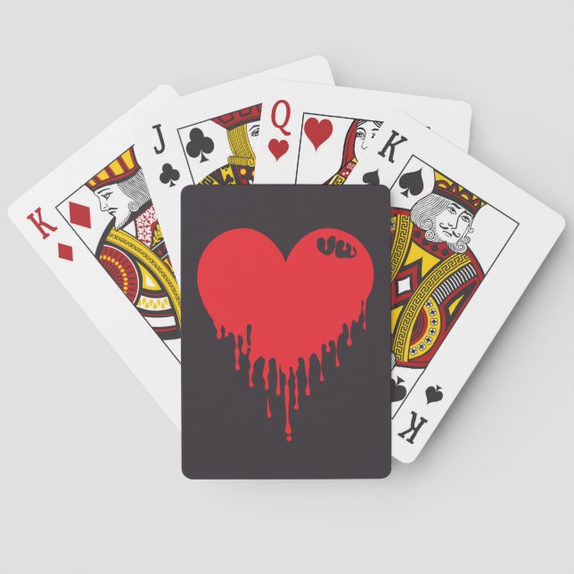 Tropfendes rotes Herz Spielkarten (Rückseite)