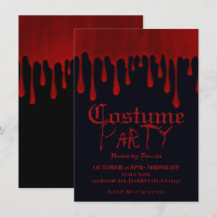 Tropfendes rotes Satinblut tropft Halloween-Party Einladung