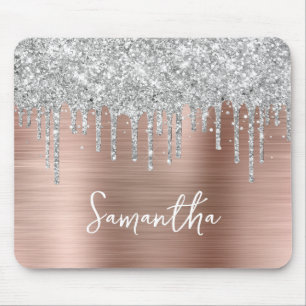 Tropfendes Silber Glitter Rosen Gold Glamour Mousepad