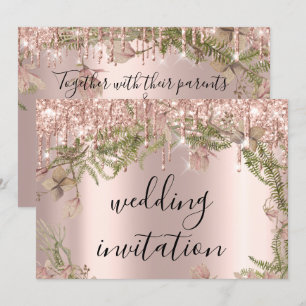 Tropfens Spark Wedding Bridal Rose Florals Minze Einladung