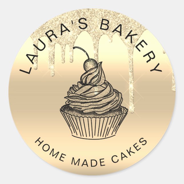 Tropfgoldkuchen Süßigkeiten Schokoladenbäckerei Runder Aufkleber (Vorderseite)