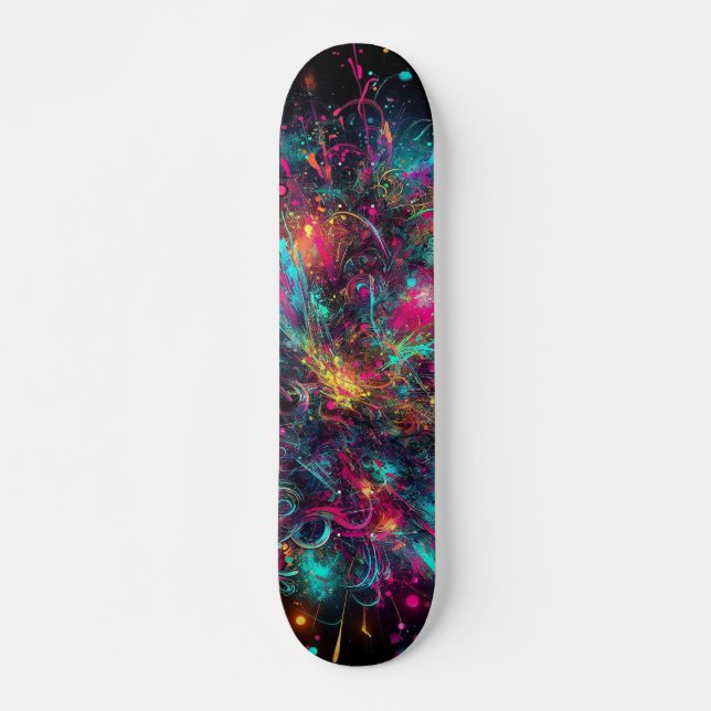 Tropfneon-Paint-Muster Skateboard (Vorne)