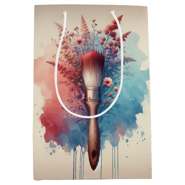 Tropfpinsel in Wasserfarbe Mittlere Geschenktüte (Vorderseite)