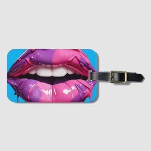 Tropfrosa und Lila Lippen Artwork Gepäckanhänger