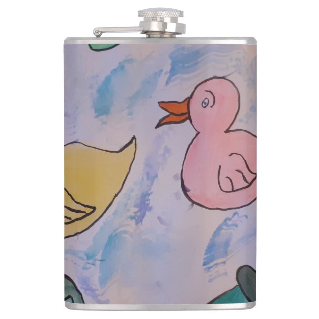 Tropfseile auf Ducklings Vinyl Wrapped Flask Flachmann (Vorderseite)