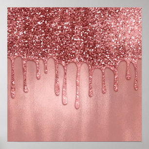 Tropft in Roségold Glitter Hübsche Rosa Tropfen Poster