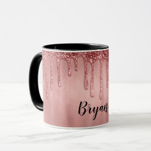 Tropft in Roségold Glitter Hübsche rosa Tropfen Tasse