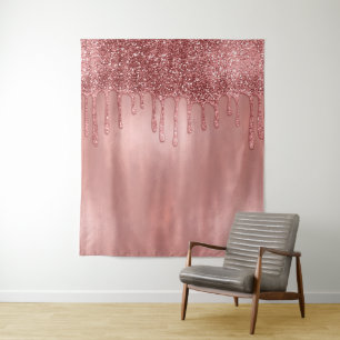 Tropft in Roségold Glitter Hübsche rosa Tropfen Wandteppich