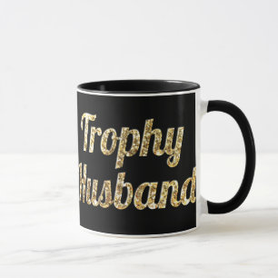 Trophäe-Ehemann-Schwarzes und Gold Glittery Tasse