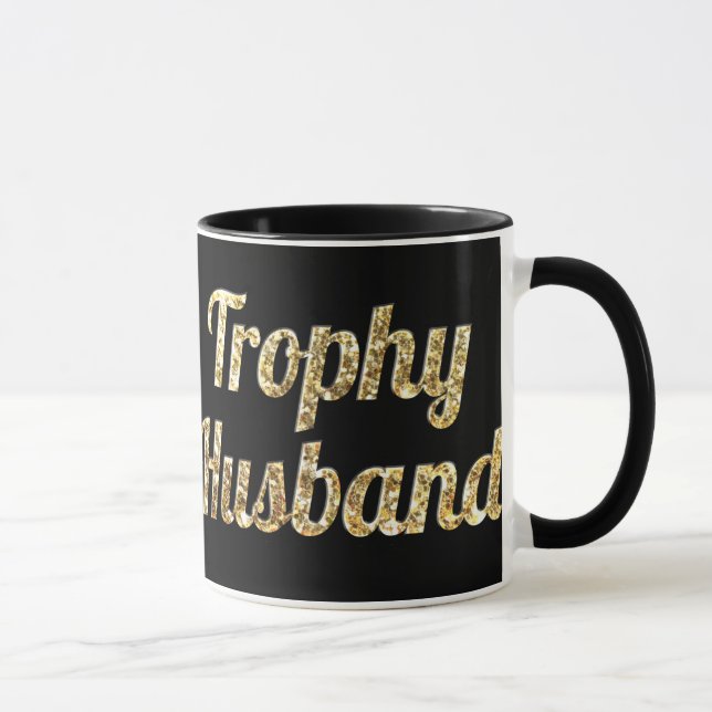 Trophäe-Ehemann-Schwarzes und Gold Glittery Tasse (Rechts)