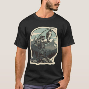 Trophäen Barsch Fang Frosch Angler Vintage Abzeich T-Shirt