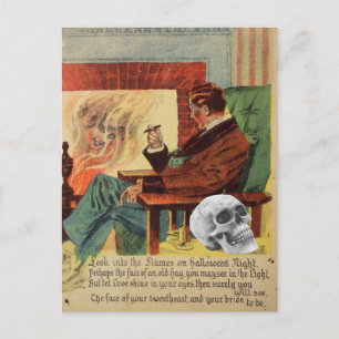 Trophäenschädel-Geist-Feuerstelle Postkarte