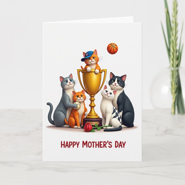 Trophy Cats Muttertags-Grüße Karte (Vorderseite)
