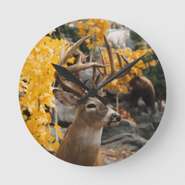 Trophy Deer Runde Wanduhr (Vorderseite)