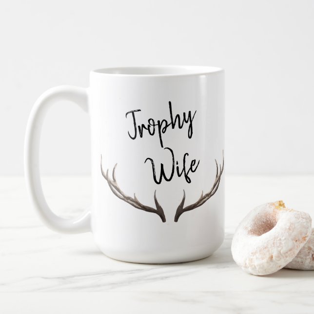 Trophy Ehefrau Hörnerspass Kaffeetasse (Mit Donut)