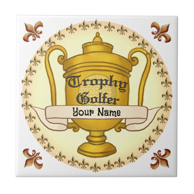 Trophy Golfer Golf Fliese (Vorderseite)