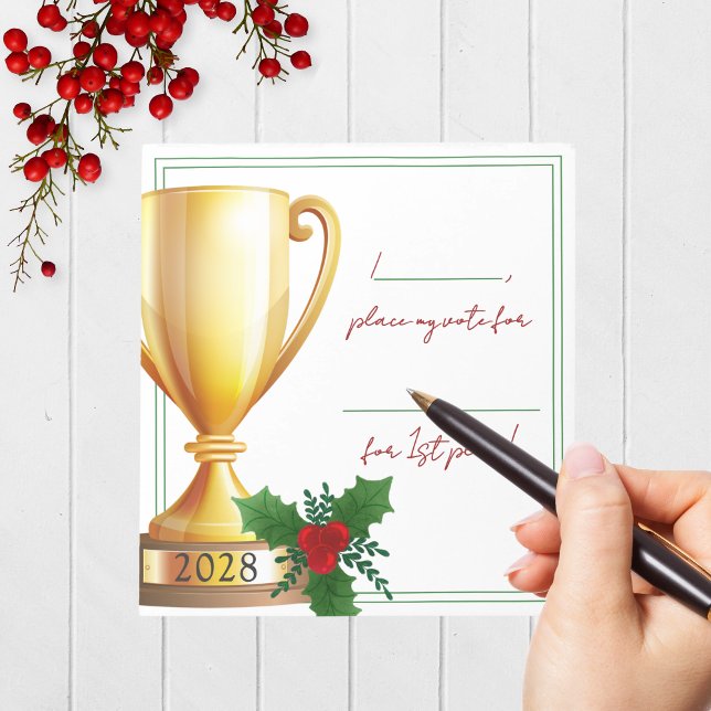 Trophy Holiday Contest Voting Notepad Pack von 40 Notizblock (Holiday Contest Voting Notepad Pack of 40 for Christmas Cookie, Ugly Sweater and Baking Competitions)