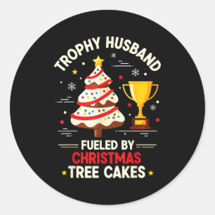 Trophy Retro Ehemann angetrieben von Weihnachtsbau Runder Aufkleber