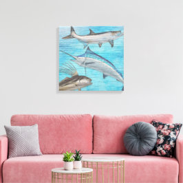 Trophy Saltwater Fish Tarpon Roosterfish Marlin Leinwanddruck