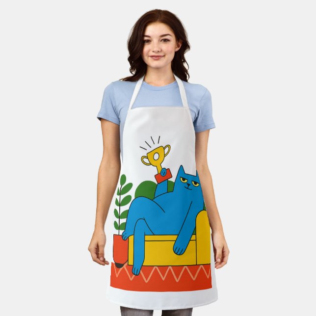Trophy-Style Blue Cat Lounger - Apron Schürze (Getragen)