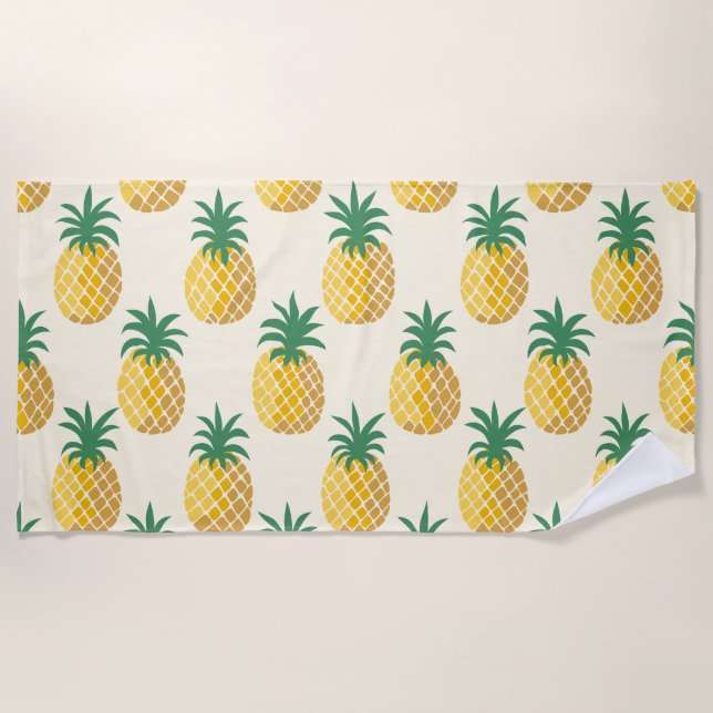 Tropic Gold Ananas Yellow Hues Strandtuch (Vorderseite)