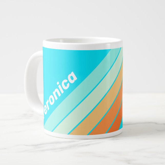 Tropic Splash Striped with Name Jumbo-Tasse (Vorderseite Links)