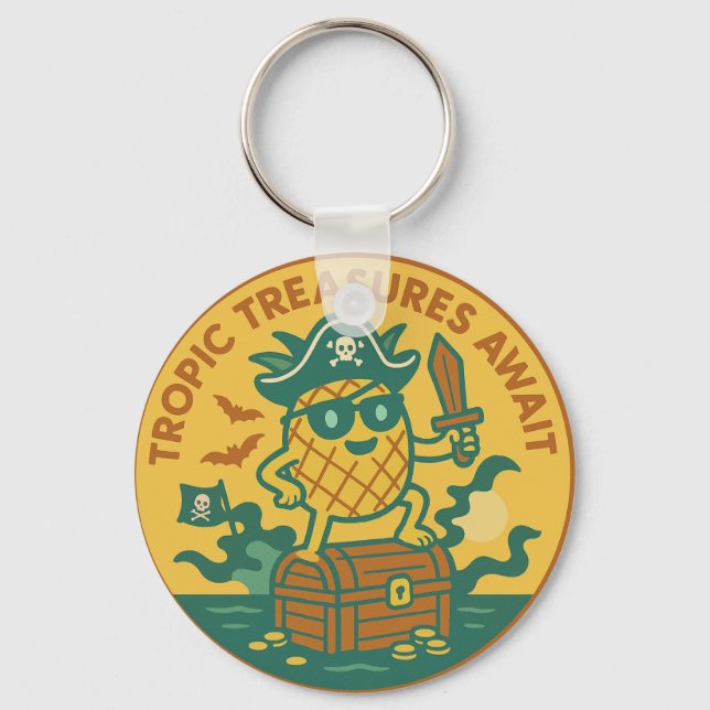 Tropic Treasures Await Pineapple Schlüsselanhänger (Vorderseite)