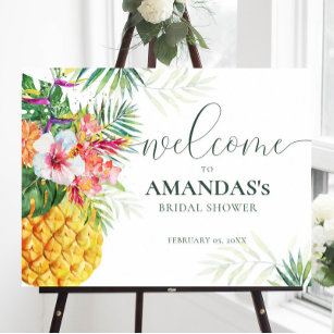 Tropica Ananas Birdal Dusche Begrüßungszeichen Poster