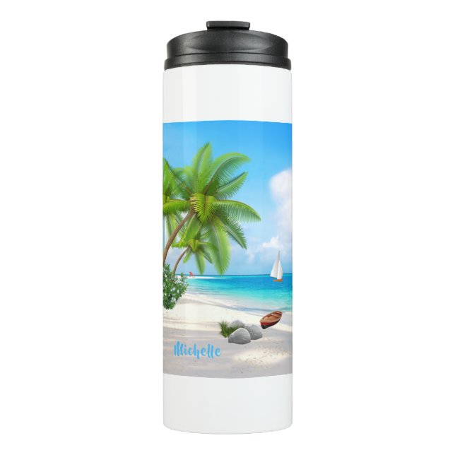 Tropica Beach Personalisiert Thermal Tumbler Thermosbecher (Vorderseite)