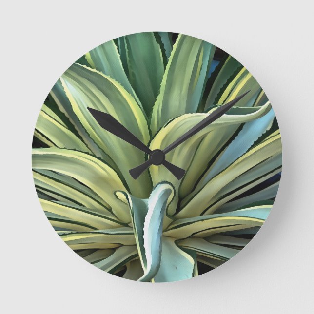 Tropical Agave Art Runde Wanduhr (Vorderseite)