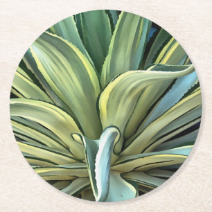 Tropical Agave Art Runder Pappuntersetzer