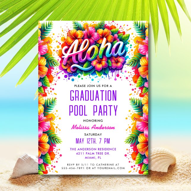 Tropical Aloha Abschluss Pool Party Einladung (Von Creator hochgeladen)