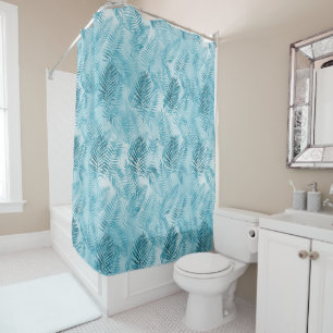 Tropical Aloha Aqua Blue Blätter Duschvorhang