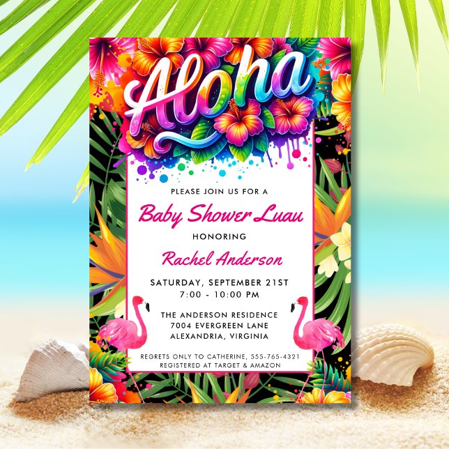 Tropical Aloha Baby Shower Luau  Einladung (Von Creator hochgeladen)